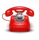 Realistic old style red telephone isolated with black dial on the white background vector illustration